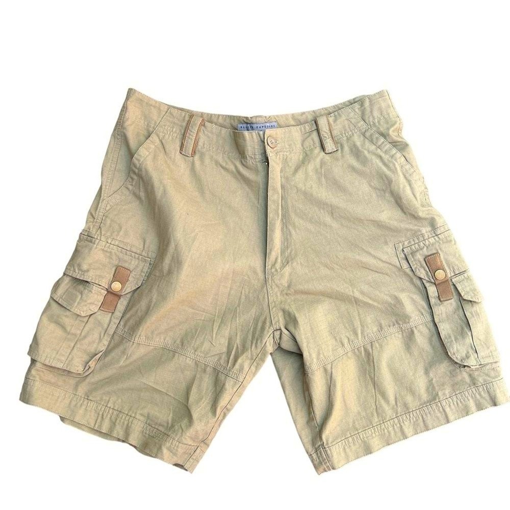 Rugged Exposure Mens Khaki Ripstop Cotton Cargo Shorts‎ Tan Size 36 RN92066